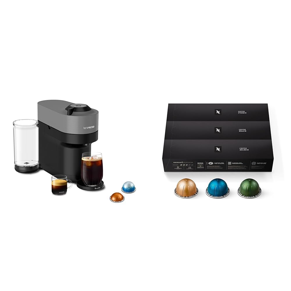 Nespresso Vertuo Pop+ Coffee and Espresso Maker by Breville, Dark grey Capsules, Vertuo Line