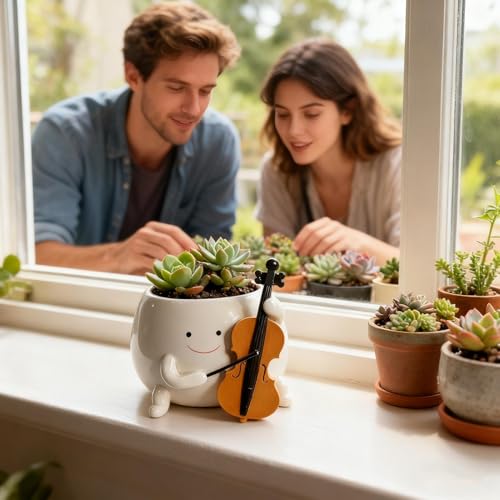 Pots de fleurs avec visage joyeux pour egayer un appartement sombre ou triste - 4