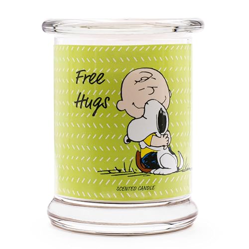 Peanuts Duftkerze im Glas | Free Hugs | Geschenke für Frauen | Fruchtig | Deko für Zuhause | Kerze bis zu 50h