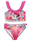  United Labels Disney Minnie Mouse Bikini für Mädchen mit Rüschen, Fucsia Rojo, 98/104, Zweiteiliger Badeanzug, Bademode Kinder, Talla 98/104