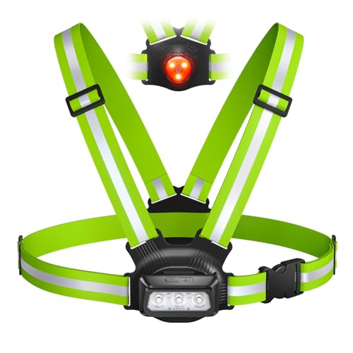 ACSO Running Lights for Runners 3000mAh 600L Running Light 360Reflective Vest 45 Adjustable IPX5 Waterproof Rechargeable Light Up Gear for Night Walking/Cycling/Jogging/Hiking.