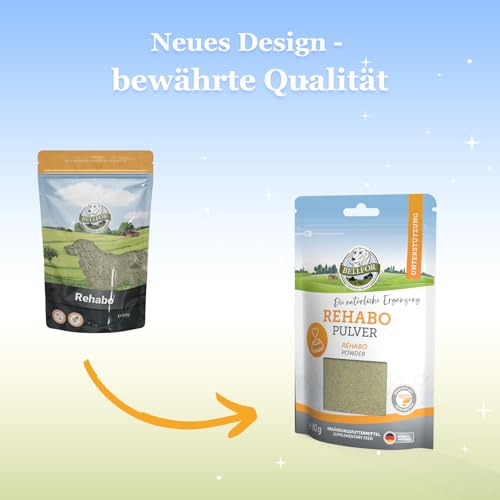 Bellfor Rehabo Pulver – Ergänzungsfuttermittel für Hunde mit Bierhefe & Insektenprotein – 80 g, zur Ergänzung der täglichen Fütterung, entwickelt mit Tierärzten