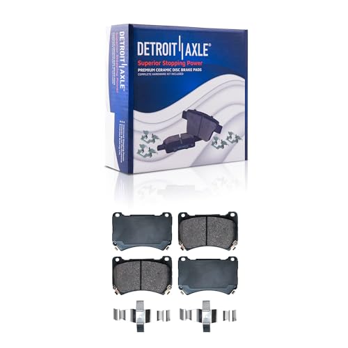 Image of Detroit Axle - Brake Kit for 1996-1999 Subaru Legacy Drilled & Slotted Brake Rotors Ceramic Brakes Pads w /Hardware 1997 1998 Front and Rear Replacement [Models w /Single Piston Caliper]