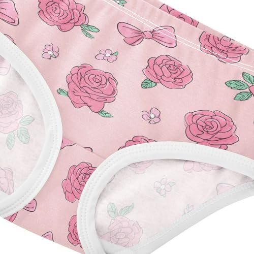 Wusikd Pink Roses Bows Cute Girls' Underwear Cotton Girls Briefs Soft Toddler Underwear 2T4