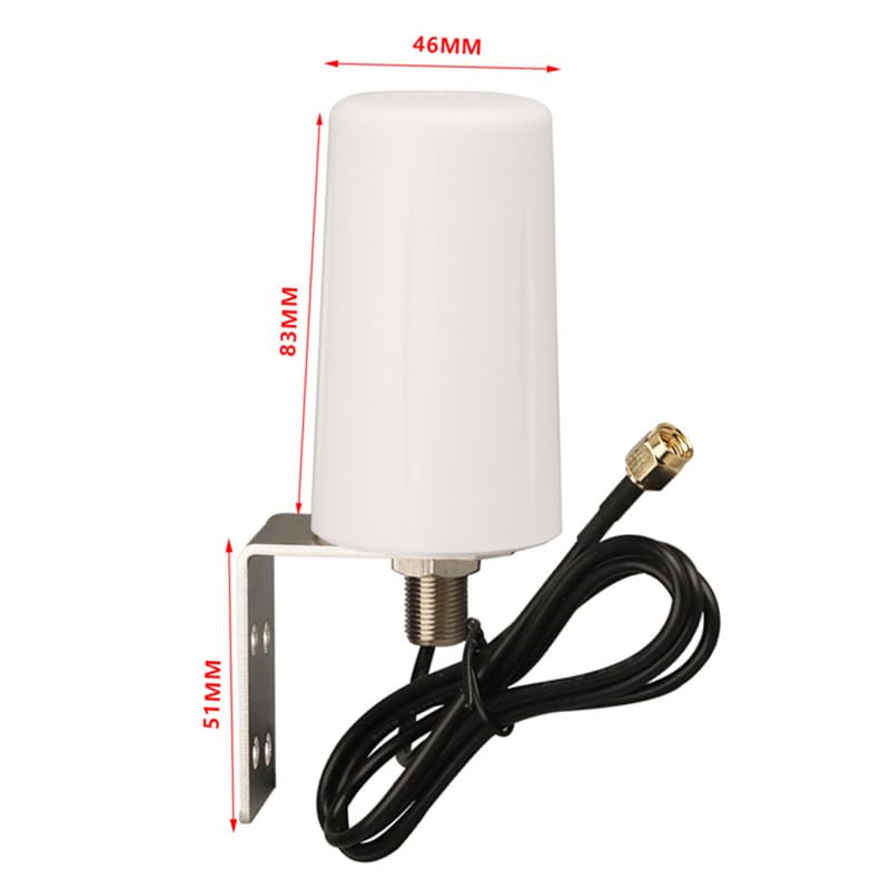 Banyanxin Reinforce 5G 4G GSM Outdoor WiFi Omni 600~6000Mhz High Gain 12Dbi External Waterproof Antenna with Bracket SMA Male (White 1.5m SMA Male)