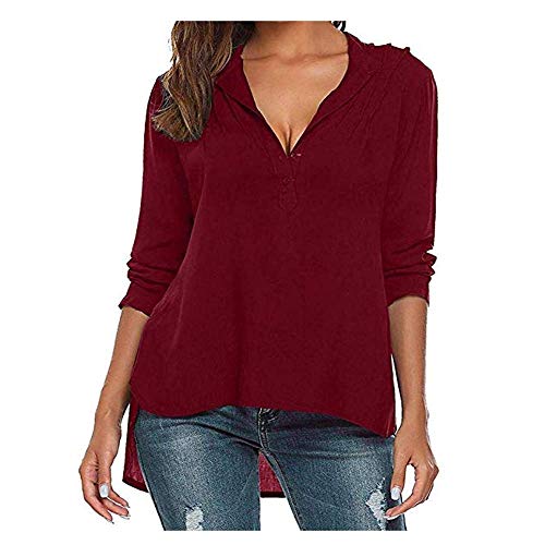 DSGFER Magliette V-Collo Donna Maniche Lunghe Nero...