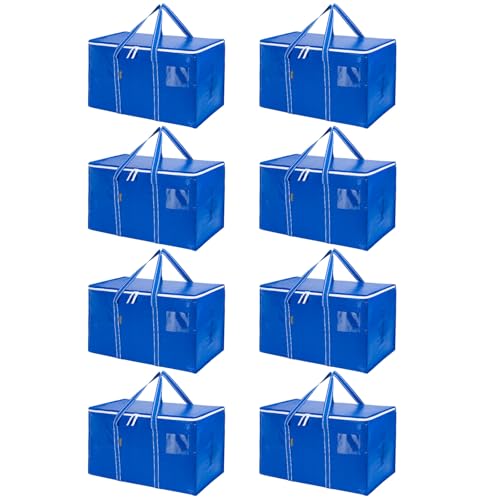 Image of BALEINE 8-Pack Oversized Moving Bags with Reinforced Handles, Heavy-Duty Storage Tote for Clothes, Moving Supplies (Royal Blue, 8-Pack)