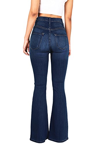 Vibrant Women’s Flare Denim Jeans – High Waisted Button Up Bell Bottom Stretch Classic Flared Pants3