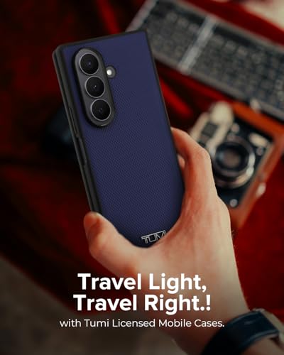 Image of CG MOBILE TUMI [Official Licensed] Magnetic Compatible | Genuine Leather | Embossed Balistic Pattern Protective Case /Cover Designed for Galaxy Z Fold 7 (2025) - Midnight Blue
