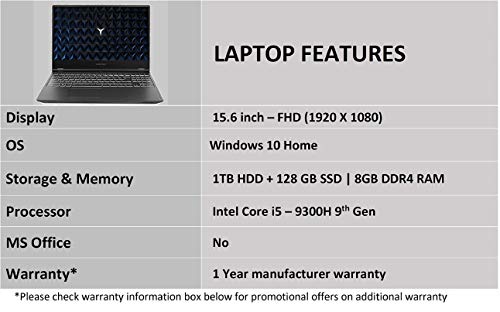 Image of Lenovo Legion Y540 9th Gen Core Intel I5 15.6 inch FHD Gaming Laptop (8GB RAM / 1TB HDD + 128 GB SSD /Windows 10 Home / 4GB NVIDIA GTX 1650 Graphics /Black / 2.3 Kg), 81SY00C3IN