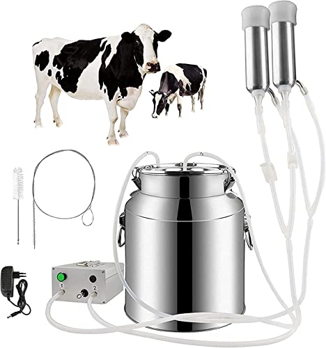 Ordeñadora eléctrica de acero inoxidable de 14 L, portátil, con bomba de vacío, para ovejas y cabras, ideal para uso doméstico y agrícola