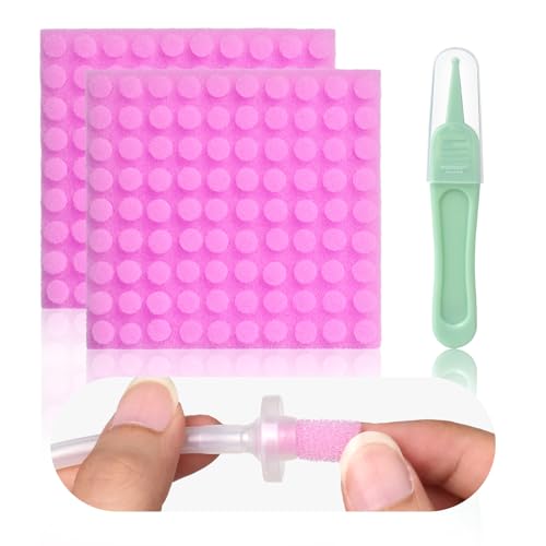 Qunlions life Replacement for Nosefrida Nasal Aspirator Filters 200-Pack of Premium Nasal Aspirator Hygiene Sponges with Nose Cleaning Tweezers (Red 200 Count)