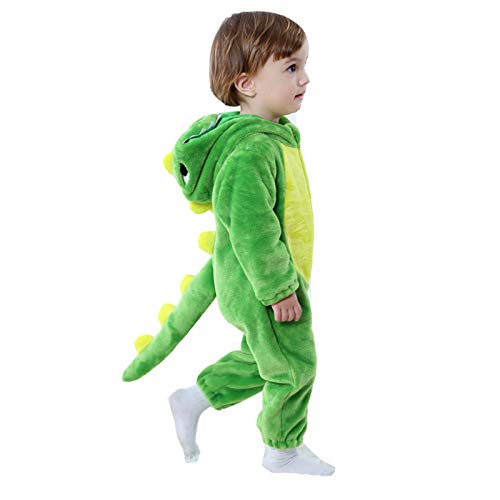 Baby Dinosaur Jumpsuit for Infant Toddler Boys Girls Flannel Animal Baby Romper Halloween 𝐏ajamas with Tail