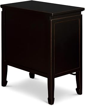 Distressed Black Elmwood Oriental Peking Cabinet