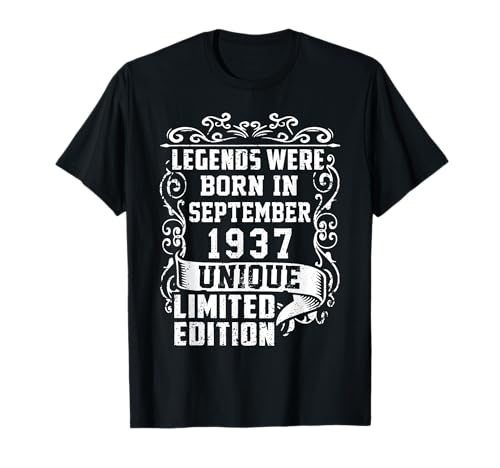 Cumpleaños Septiembre 1937 Edición Limitada Regalo Vintage Camiseta