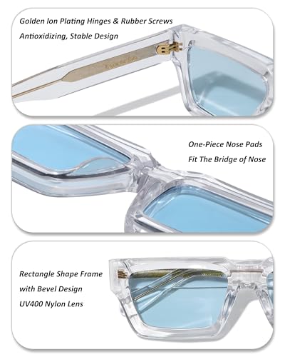Image of Roneyee Rectangle Sunglasses Men Women Trendy Retro Sunglass UV Protection Fashion Acetate Stylish Square