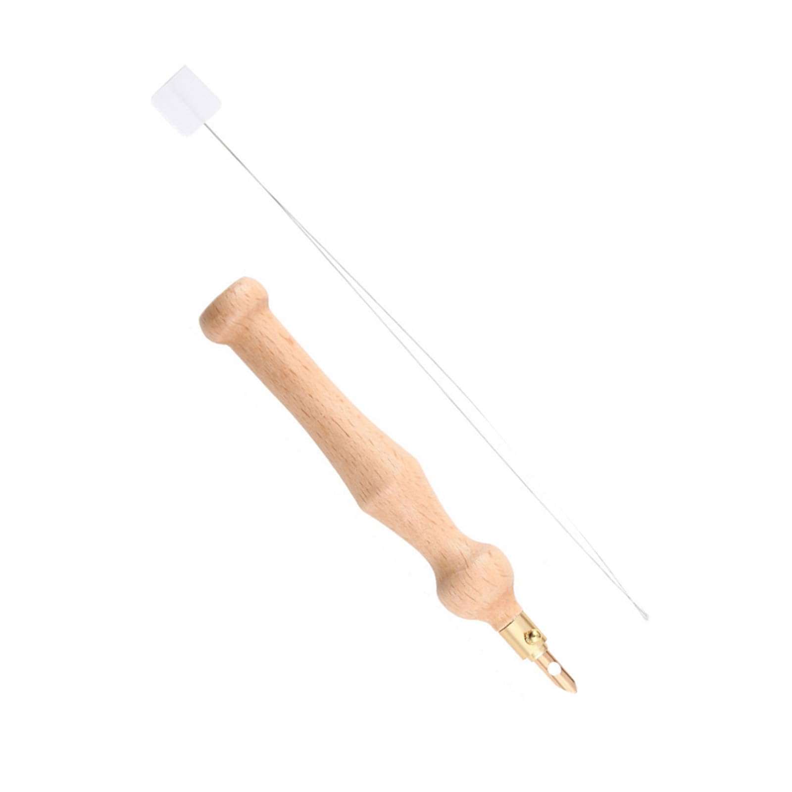 carotoe Wood Handle Punching Needle Tool with Needle Threader for Stitching Embroidery Embellishment Beginner Embroidery Pen Leather Punching Accessory