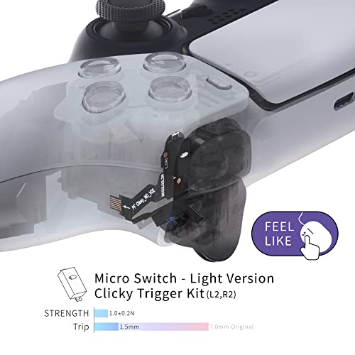 eXtremeRate Micro Switch–Clicky Hair Trigger Kit für ps5 Controller Schultertasten, Ergonomische Trigger Tasten Bumper Knöpfe Mausklick Kit für ps5 Controller BDM-010 & BDM-020-Leicht-Drück Version - Image 6