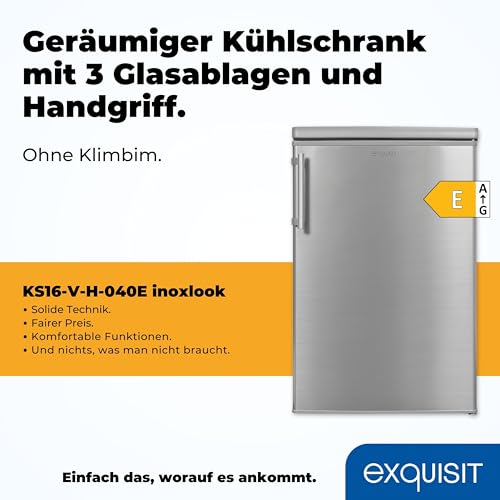 Exquisit Kühlschrank KS16-V-H-040E in Edelstahloptik mit 127 l Volumen