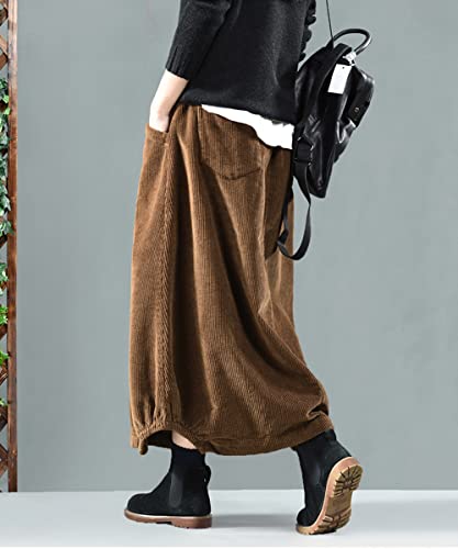 MedeShe Women's Classic High Elastic Waist Autumn Winter Midi Long Skirt4