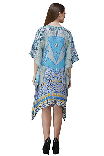 Image of RAVI RAJORIA Georgette Digital Printed Beach Wear Kaftan Blue Free Size R800 | Multi Color 2