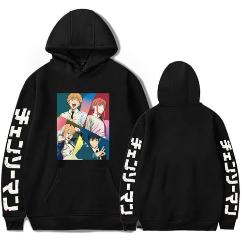 LKY STAR Chainsaw Man Anime Character Art Pullover Hoodie for Men Women Denji Pochita Casual Sweatshirt Cosplay Pullover