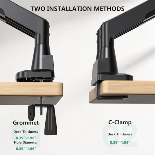 Image of WALI Adjustable Dual Monitor Arm for 13-43 inch Screens, 22 lbs per Arm | Ultrawide Monitor Arms for 2 Monitors, Full Motion with Tilt, Swivel, Rotation, C-Clamp /Grommet, VESA 75 /100mm (GSM002XLN)