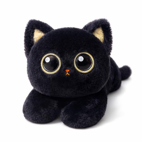 uoozii 20' | 4 Pounds Black Cat Weighted Stuffed Animals with Unscented Microwavable Heating Pad, Cute Coolable Heatable Weighted Plush Warm Gift for Kids & Adults