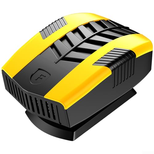 Ventilador calefactor de coche de 12 V con PTC para elemento calefactor y flujo de aire ajustable de 360 grados para calentar eficientemente el parabrisas y el interior del vehículo (amarillo)