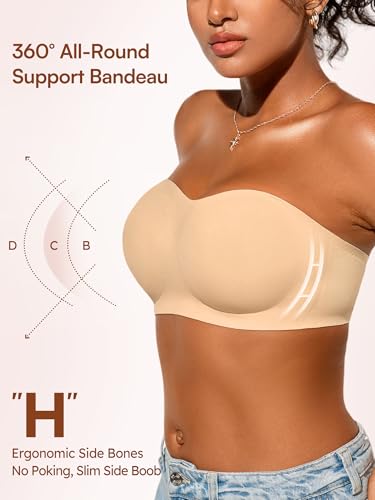 Cuteio Strapless Jelly Bras for Women - S-XL Seamless Padded Bandeau Bra - image 3