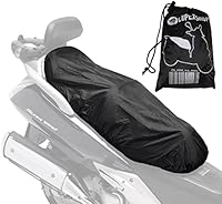 Auto Accessori Lupex - Universal-Sattelbezug wasserdicht Größe XL 95 x 48 cm, anpassbare Sattelabdeckung für Motorroller Motorrad, Polyestergewebe, Farbe schwarz, mit Tasche, auch erhältlich in M L