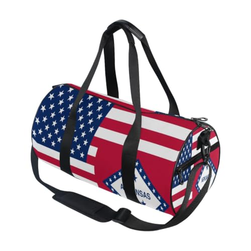 Bolsa de viaje y deportes redonda para hombres y mujeres activos con diseño Arkansas