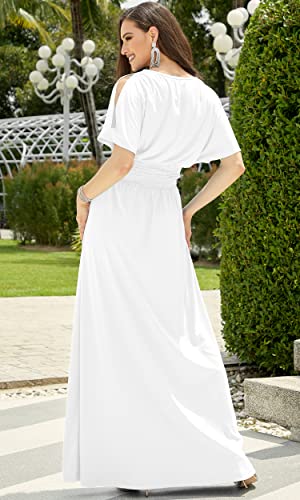 Image of KOH KOH Womens Split Sleeves Smocked Elegant Cocktail Long Maxi Dress