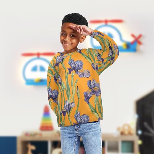 JUNZAN Aesthetic Iris Orange Kids Boys Pullover Hoodie Long Sleeve Hoodies for Girls Athletic 4T4