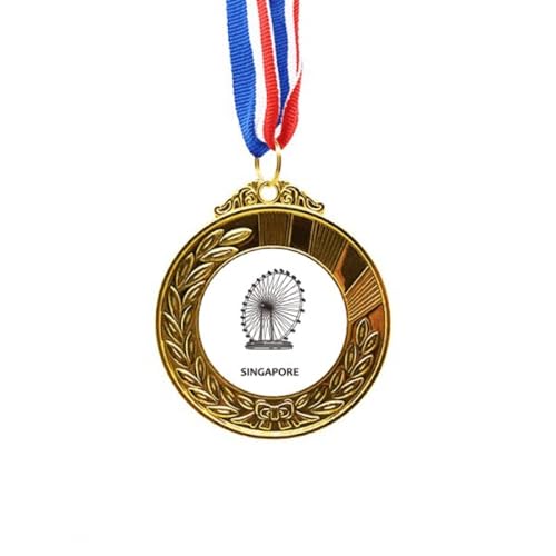 Medalla de la noria de Singapur primer lugar galardón de oro art deco