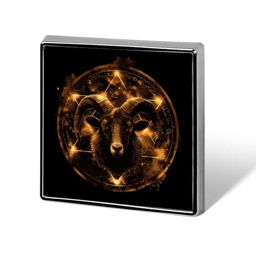 Image of Creepy Demon Head Rainbow Baphomet Pentagram Square Badge Stylish Lapel Brooch Pins