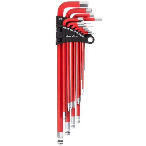 Bates- Long Allen Wrenches Sets 13 Pack 3.8 to 9 Length SAE Hex Key Set (3/64 to 3/8) Long Allen Wrench Set with Exrta Long Arm and Ball End for Precision Mechanics DIY Home Repairs