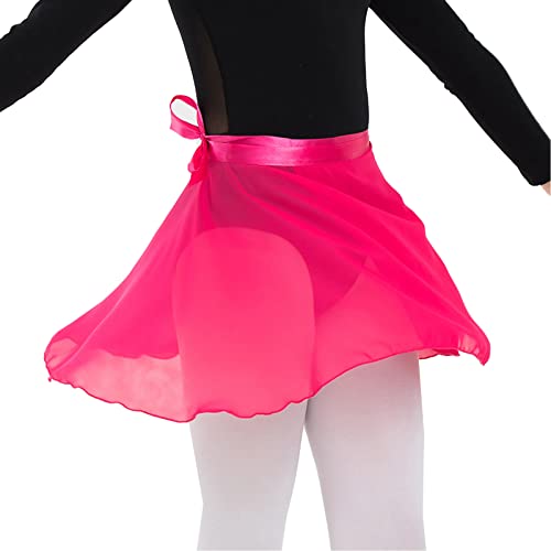 Lopsity Women Ballet Wrap Skirt Short Dance Skirts With Tie Waist Ballet Skirt Chiffon Wrap Dance Skirt For Women Girls Adult (Rose Red) #TOP8