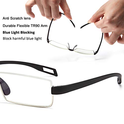 Eyeurl Half Rim Reading Glasses 2.0 - Blue Light Blocking Computer Readers For Women Men Half Frame Lightweight With Portable Case #TOP2