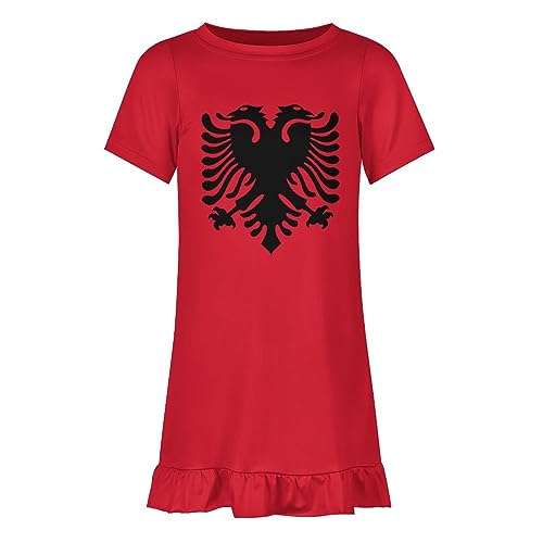 American Flag Girl's Dress Summer Crew Neck Children's T-Shirt Tops Casual Wear4