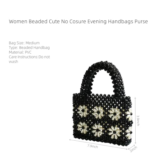 Image of Women Beaded Handbags Elegant Handmade Weave Purse Crystal Pearl String Tote Bags for Banquet Wedding Cocktail