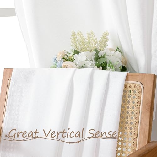 Tollpiz Linen Door Curtains Doorway Semi Sheer Curtains Room Divider Light Filtering Drape Dual Rod Pocket Boho Window Curtain for Closet, 54 x 72 inches Long, White, 1 Panel by Tollpiz - Used condition - Image 6