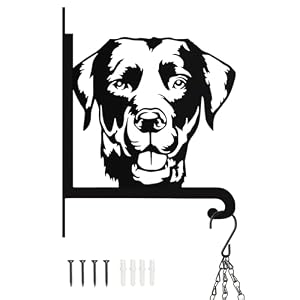BAYN Hanging Plant Bracket Iron Heavy Duty Ornamental Labrador Silhouette Wall Mounted Plant Hangers Outdoor for Flower Pot Lantern Bird Feeder Wind Chimes