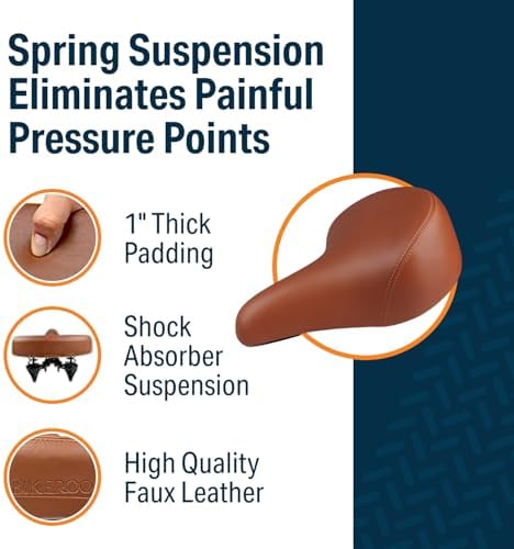 Bikeroo Bikeroo Oversized Comfort Bike Seat Most Comfortable Bicycle Saddle - Universal Fit for Exercise Bike and Outdoor Bikes - Wide Soft Padded Bike Saddle for Women and Men