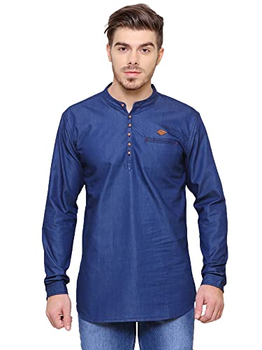 Image of Kuons Avenue Men's Short Denim Kurta | Kurta Shirt for Men