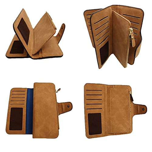 Womens Long Leather Wallet, RFID Blocking Leather Pocket Wallet Ladies Mini Purse with ID Window4