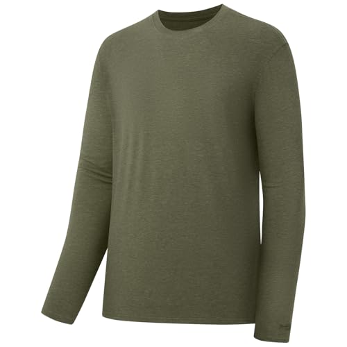 Bassdash Camiseta de Pesca de Manga Larga para Hombre, Mezcla de algodón Ultra Suave UPF 50+, protección Solar UV, Camiseta de Rendimiento Informal
