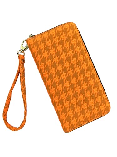 LOVESHE Women's Wallet RFID Blocking Credit Card Clutch Wristlet Zipper Wallet with 13 Card Slots Polyester Orange