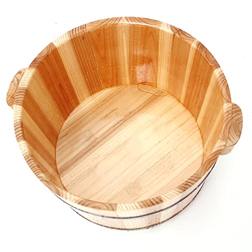 ZJING Wood Large Foot Tub, Chinese Fir Foot Bath Barrel,Wooden Foot Washing Tub Thicken Solid Pedicure Barrel, Home Foot Spa for Massage, Spa, Sauna, Soak, Foot Bath Wooden Bucket Foot Spa