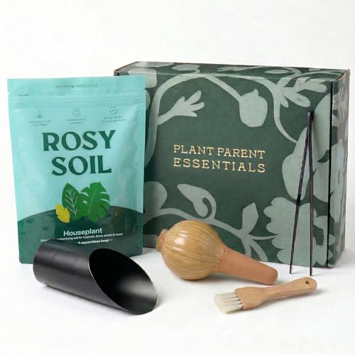 Image of Rosy Soil Plant Parent Essentials Gift Box, Indoor Plant Kit | Gift for Plant Lovers, Gardening Tool Kit, with Peat-Free Houseplant Soil, Terracotta Watering Bulb, Soil Scoop, Plant Brush
